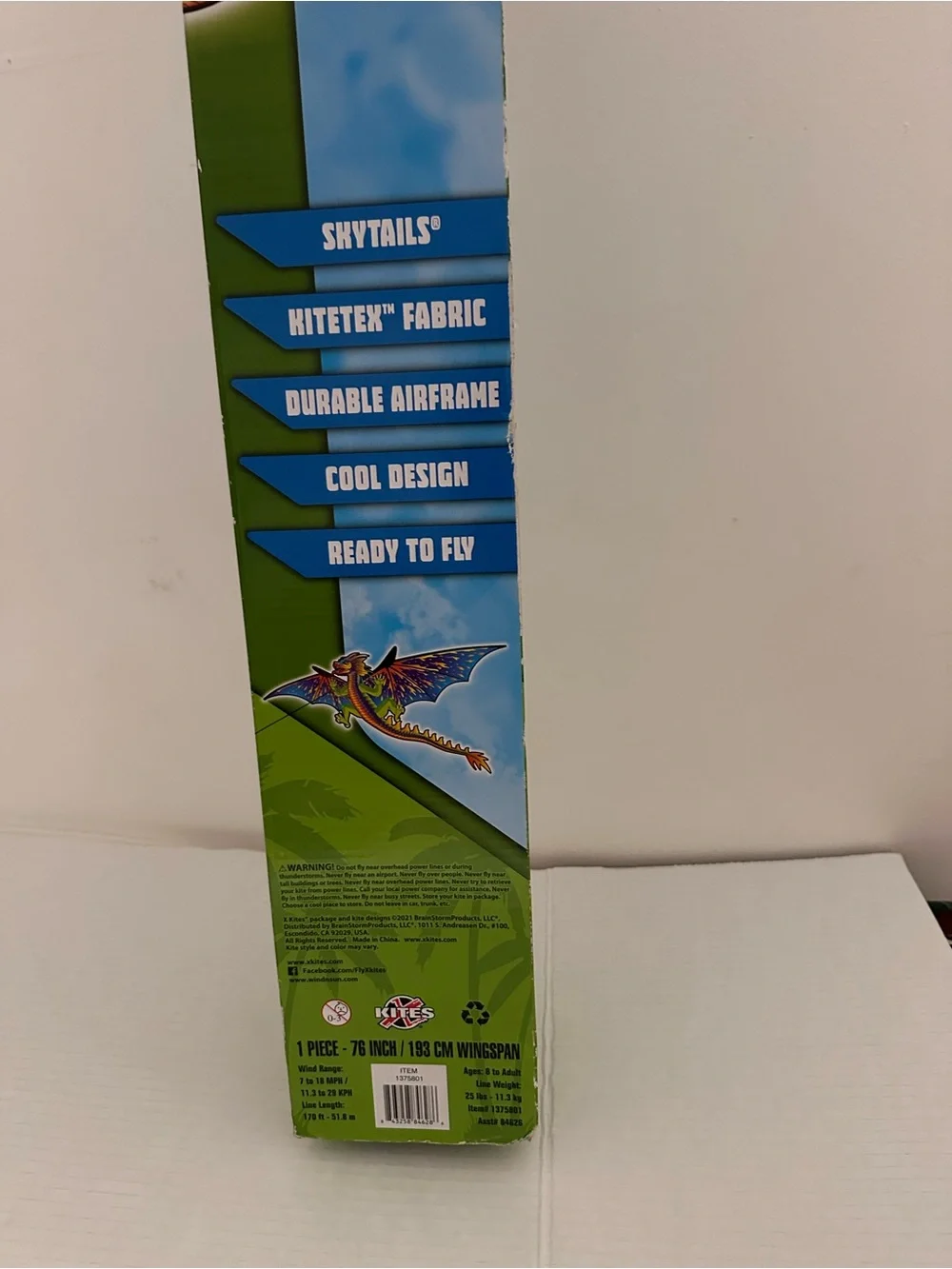 Supersized Nylon Kite Dragon - Green 76’ wing span
